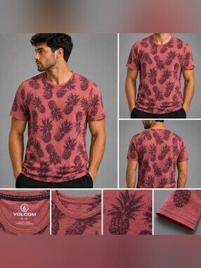 MBX Men's Pineapple All Over Print T-Shirt Red XL Tropical